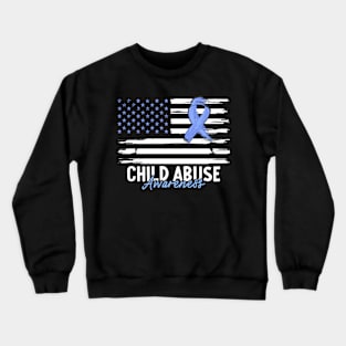 Child Abuse Prevention Awareness Month Blue Ribbon gift idea Crewneck Sweatshirt